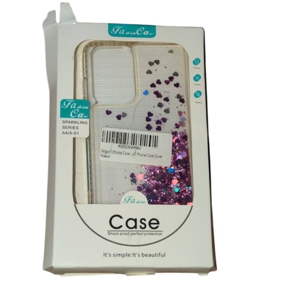 Purple Sparkling Glitter Heart Phone Case Tempered Glass  Protector iPhone 11